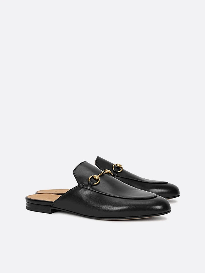 Gucci Princetown Leather Slipper – Black, Gold-Tone Horsebit