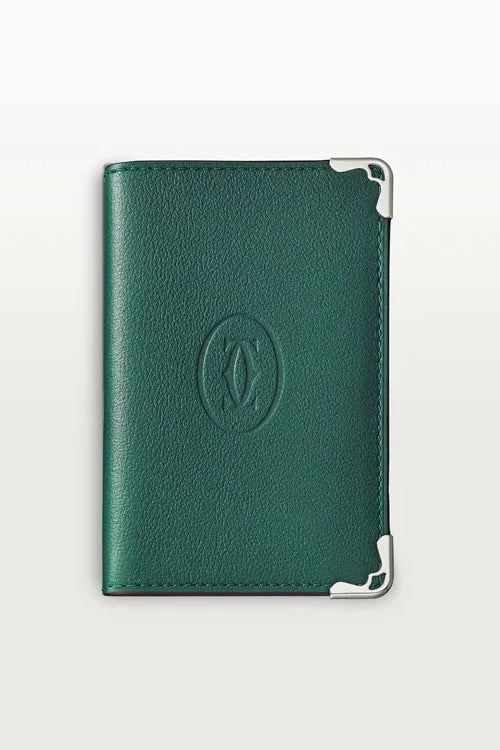 Must de Cartier Four-Credit Card Holder â€“ Peacock Green Calfskin, Stainless Steel Finish (Limited Edition)