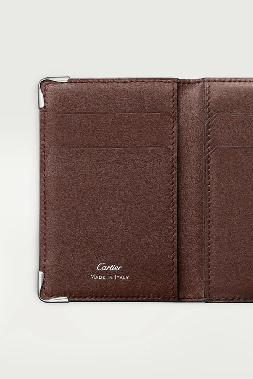 Must de Cartier Four-Credit Card Holder – Chocolate Calfskin, Stainless Steel Finish