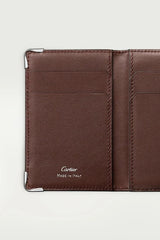 Must de Cartier Four-Credit Card Holder – Chocolate Calfskin, Stainless Steel Finish