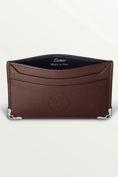 Must De Cartier Chocolate calfskin double card holder