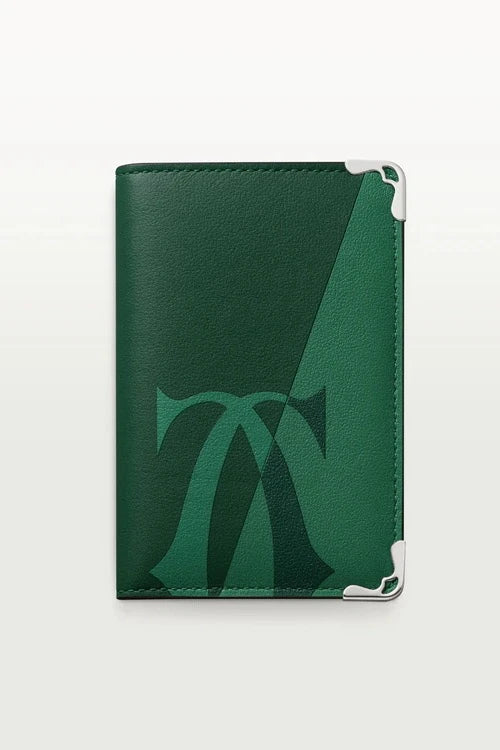 Must de Cartier Four-Credit Card Holder â€“ XL Logo Smooth Green & Dark Green Calfskin,