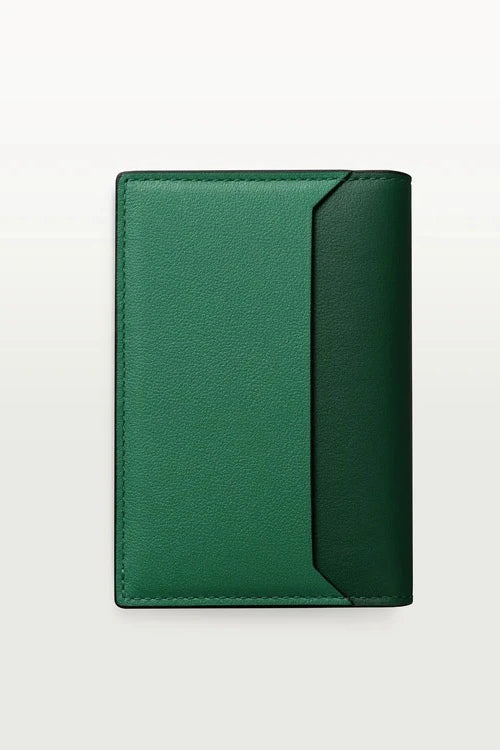 Must de Cartier Four-Credit Card Holder – XL Logo Smooth Green & Dark Green Calfskin,