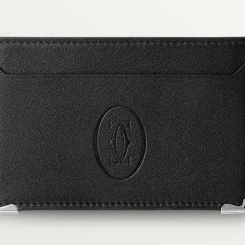 Must de Cartier Simple Card Holder – Black Calfskin, Stainless Steel Finish