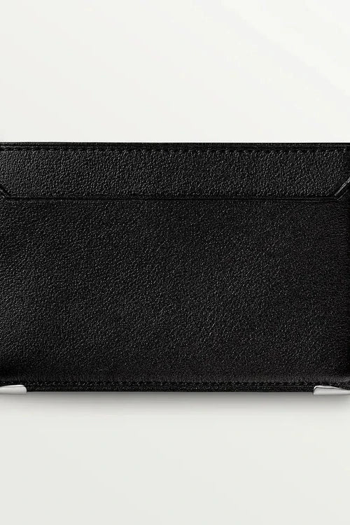 Must de Cartier Simple Card Holder – Black Calfskin, Stainless Steel Finish