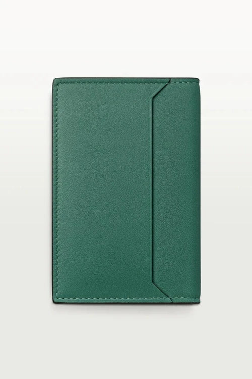 Must de Cartier Four-Credit Card Holder â€“ Aventurine Calfskin, Stainless Steel Finish