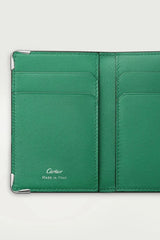 Must de Cartier Four-Credit Card Holder – Aventurine Calfskin, Stainless Steel Finish