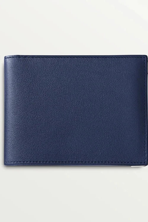 Must de Cartier Six-Credit Card Wallet – Blue Calfskin, Stainless Steel Finish (Limited Edition)