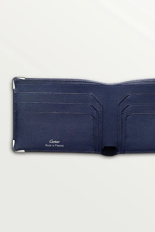 Must de Cartier Six-Credit Card Wallet â€“ Blue Calfskin, Stainless Steel Finish (Limited Edition)