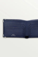 Must de Cartier Six-Credit Card Wallet – Blue Calfskin, Stainless Steel Finish (Limited Edition)