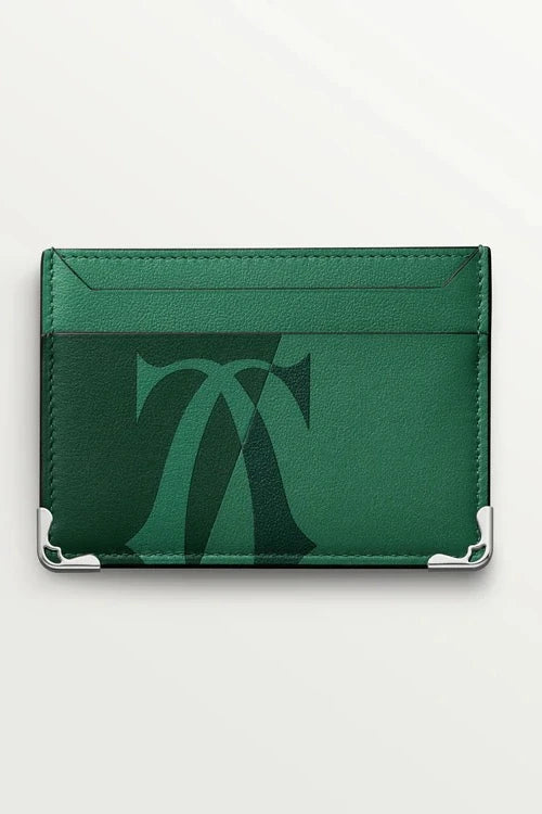 Must de Cartier Six-Credit Card Wallet – Smooth Green Calfskin, Palladium Finish