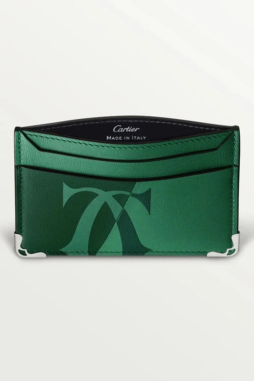 Must de Cartier Six-Credit Card Wallet â€“ Smooth Green Calfskin, Palladium Finish