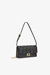 Fendi Wallet on Chain Baguette â€“ Black Nappa Leather with Embossed FF Motif