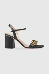 Gucci GG Marmont Ankle Strap Sandals – Black Leather, Gold-Tone Hardware