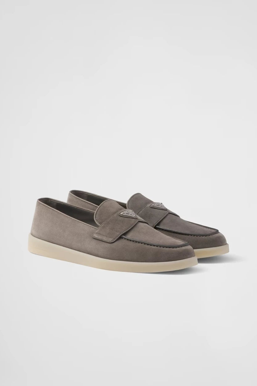 Prada Suede Loafers – Gravel Gray