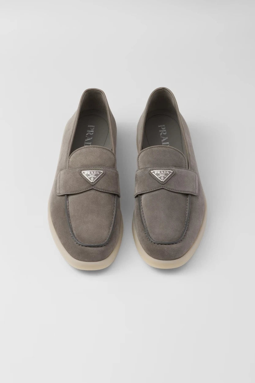 Prada Suede Loafers – Gravel Gray