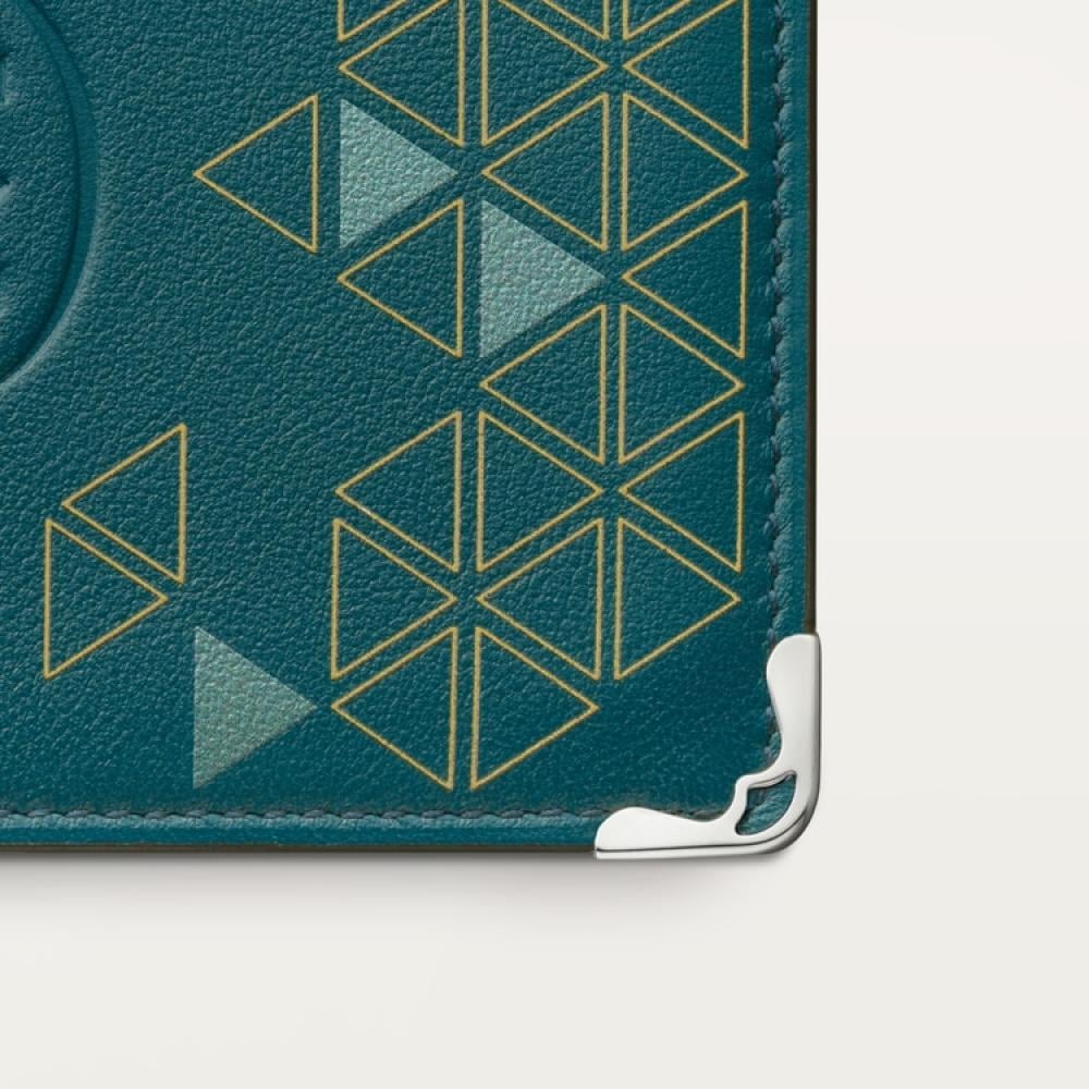 Must de Cartier Credit Card Wallet – Smooth Green Calfskin, Geometric Print, Palladium Finish