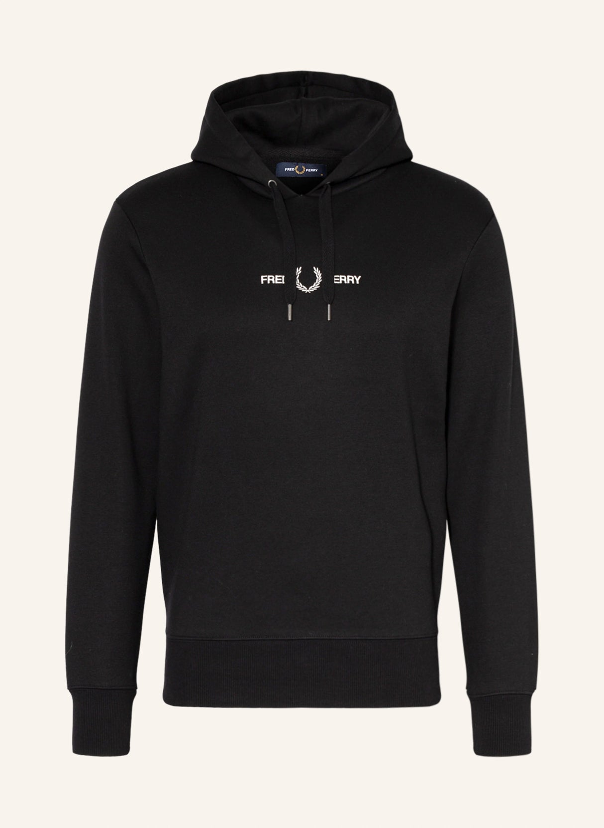 Fred Perry Embroidered Hooded Sweatshirt – Cotton Blend, Black