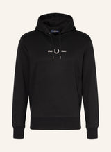 Fred Perry Embroidered Hooded Sweatshirt – Cotton Blend, Black