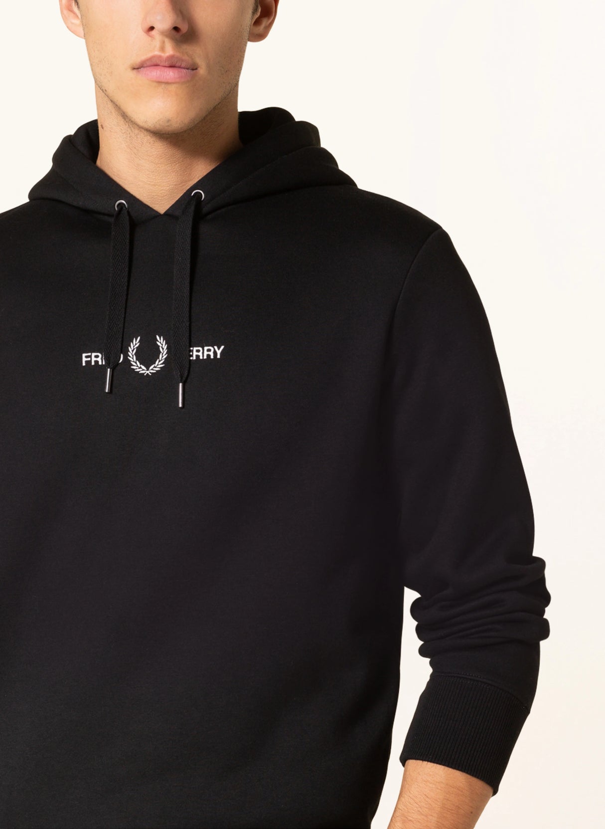 Fred Perry Embroidered Hooded Sweatshirt – Cotton Blend, Black