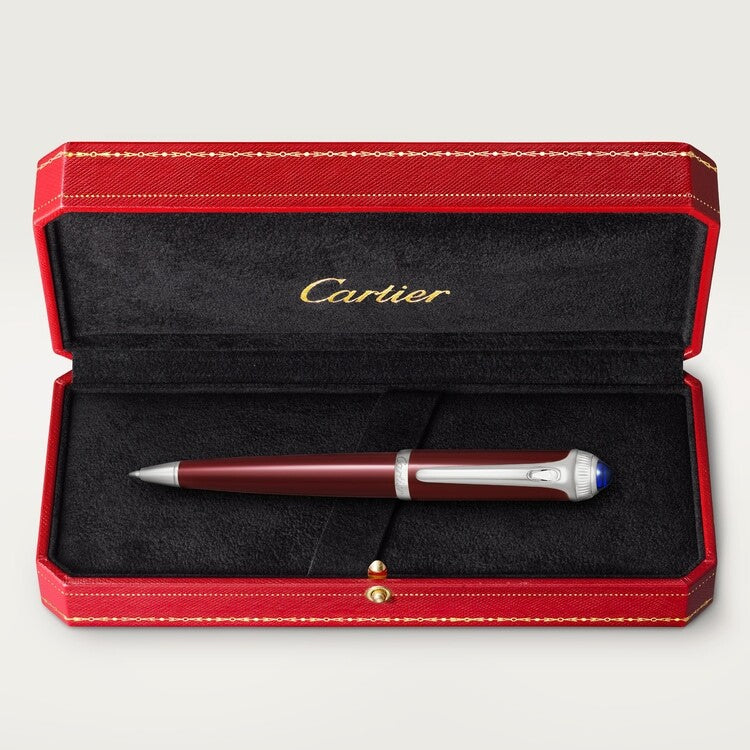 Cartier R de Ballpoint Pen – Burgundy & Palladium Finish