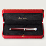 Cartier R de Ballpoint Pen â€“ Burgundy & Palladium Finish