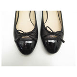 NEW PRADA LOGO AND BOW BALLERINA SHOES 36 BLACK LEATHER SHOES