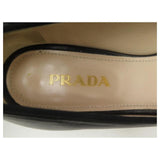 NEW PRADA LOGO AND BOW BALLERINA SHOES 36 BLACK LEATHER SHOES