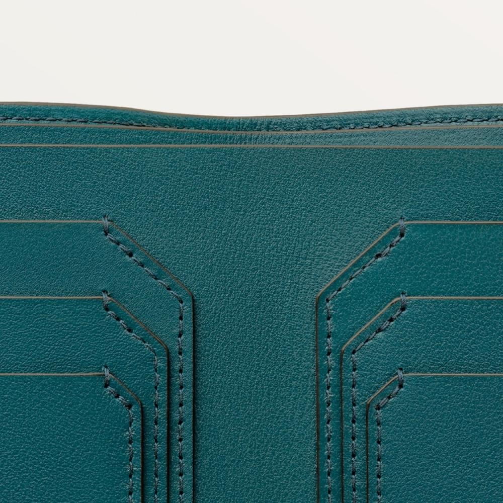 Must de Cartier Credit Card Wallet – Smooth Green Calfskin, Geometric Print, Palladium Finish