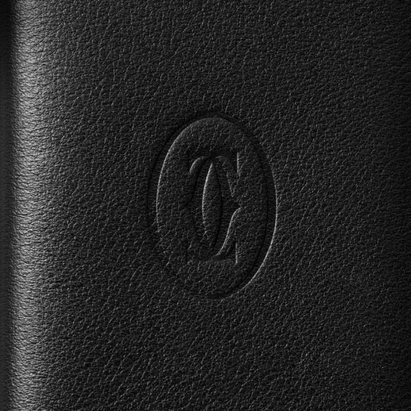 Must de Cartier Four-Credit Card Holder – Black Calfskin, Stainless Steel Finish