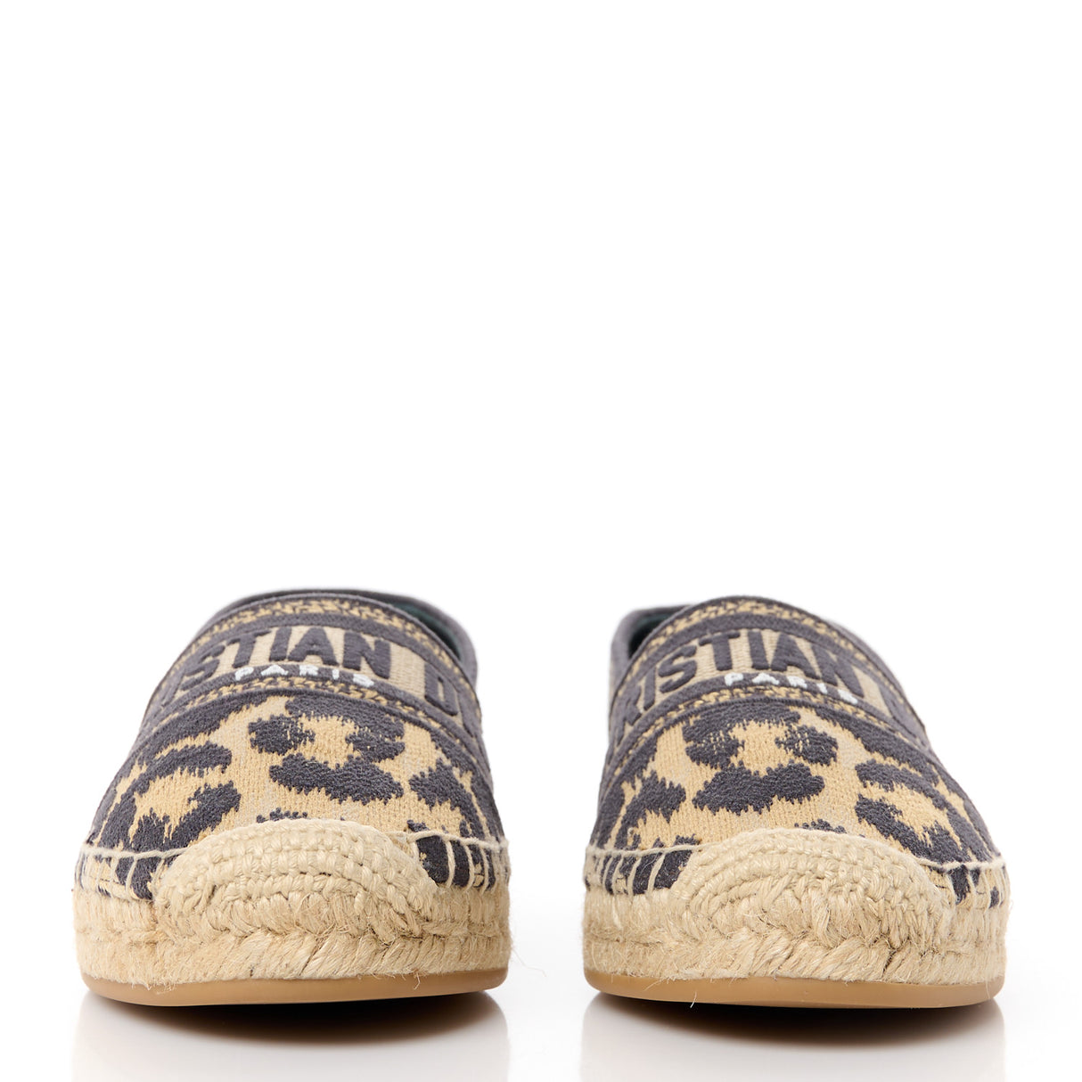 CHRISTIAN DIOR Cotton Embroidered Leopard Print Granville Espadrille 35