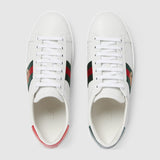 Gucci Ace Leather Trainer with Bee – White, Green & Red Web