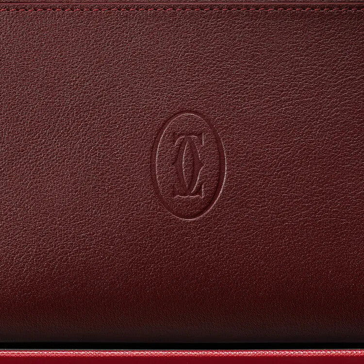 Must de Cartier Zipped International Wallet â€“ Burgundy Calfskin, Golden Finish