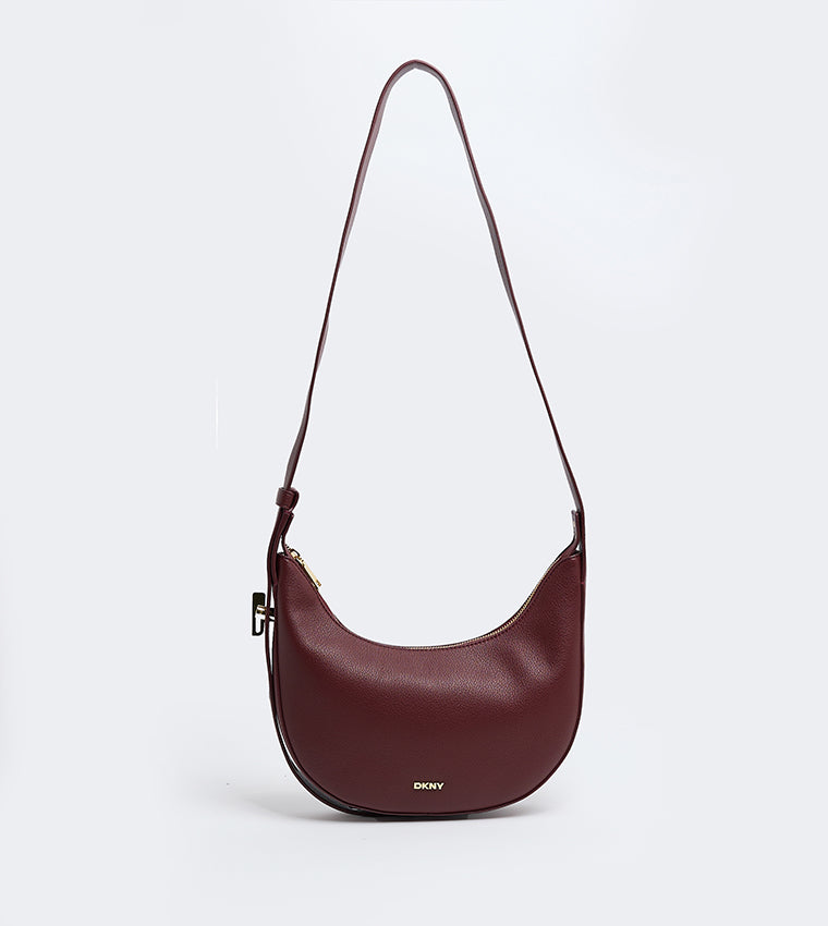 DKNY BLEEKER Logo Detail Shoulder Bag - Burgundy