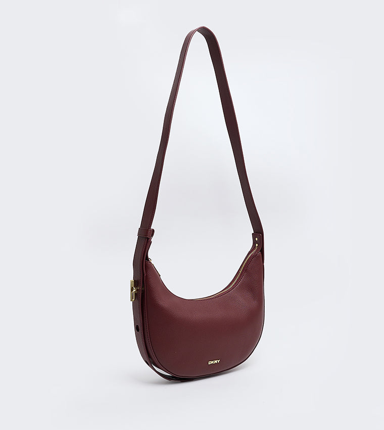 DKNY BLEEKER Logo Detail Shoulder Bag - Burgundy