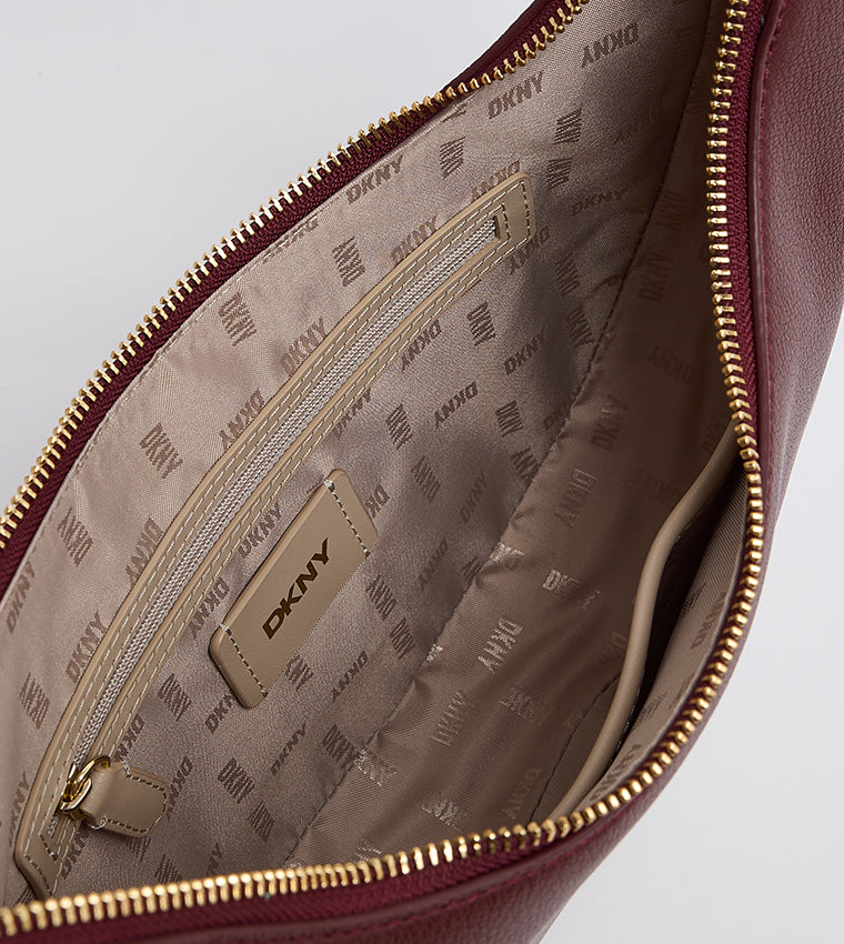 DKNY BLEEKER Logo Detail Shoulder Bag - Burgundy