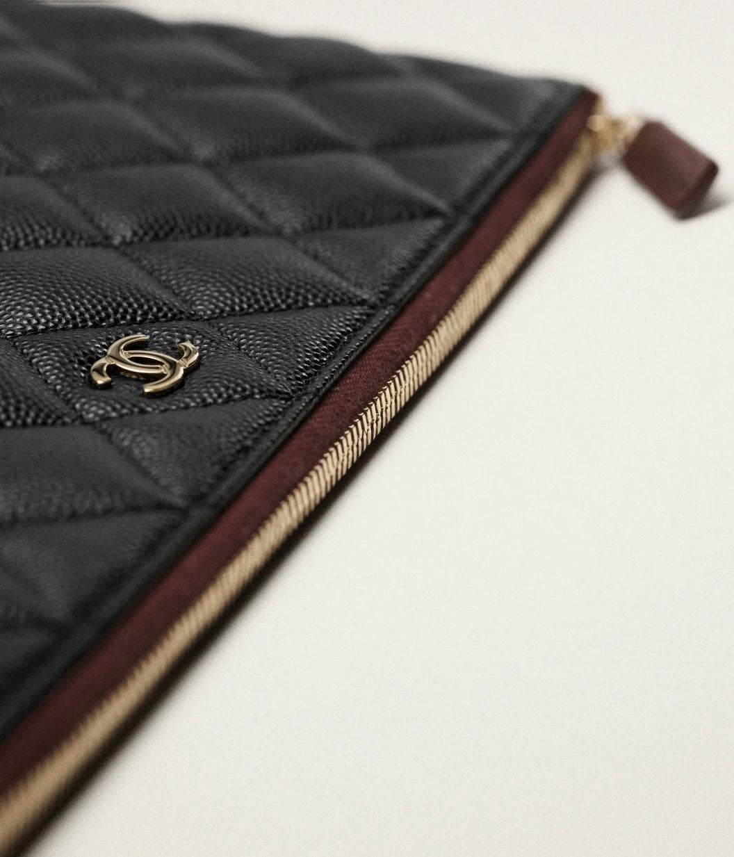 Chanel Classic Zipped Pouch â€“ Black Grained Shiny Calfskin