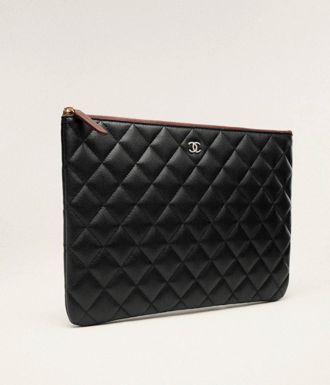 Chanel Classic Zipped Pouch â€“ Black Grained Shiny Calfskin