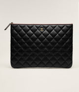 Chanel Classic Zipped Pouch – Black Grained Shiny Calfskin