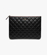 Chanel Classic Zipped Pouch â€“ Black Grained Shiny Calfskin