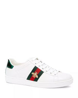 Gucci Ace Leather Trainer with Bee – White, Green & Red Web