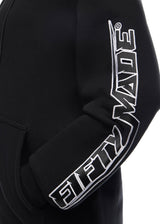 Embroidered Logo Zip Hoodie Balck