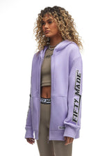 Embroidered Logo Zip Hoodie Lilac