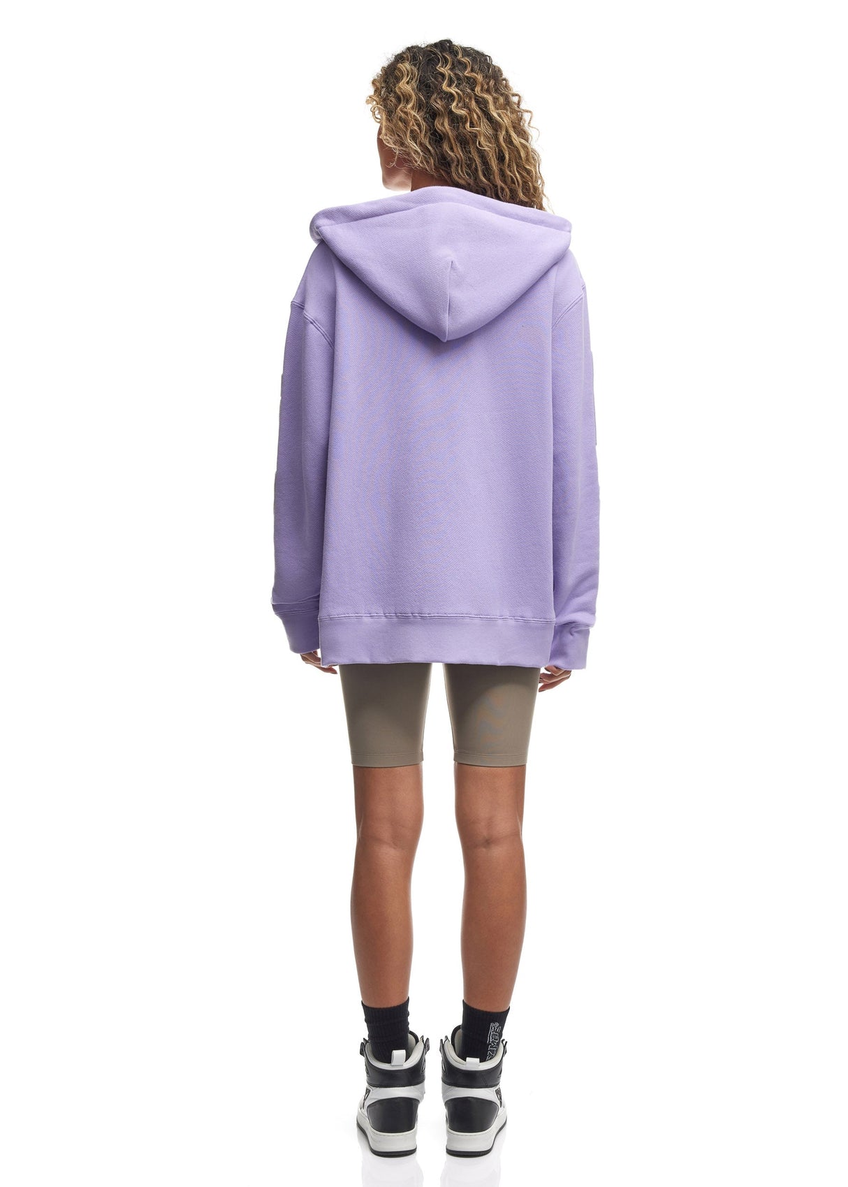 Embroidered Logo Zip Hoodie Lilac