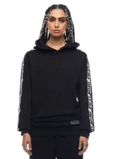 Oversized Band Cotton Hoodie Black