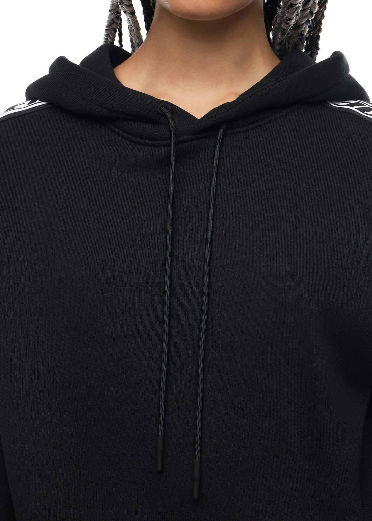 Oversized Band Cotton Hoodie Black