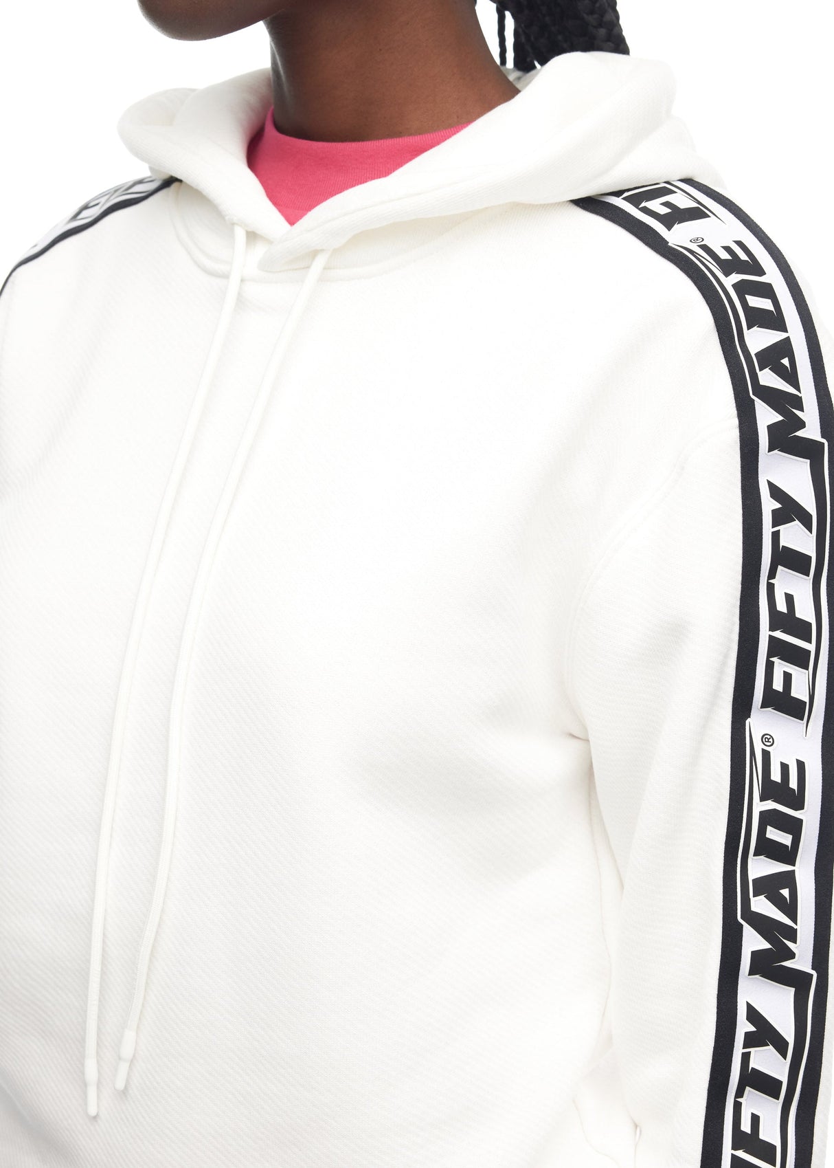 Oversized Band Cotton Hoodie Off-white