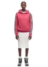 Oversized Band Cotton Hoodie Fuchsia