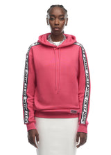 Oversized Band Cotton Hoodie Fuchsia