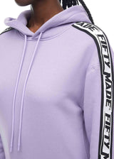 Oversized Band Cotton Hoodie Lilac